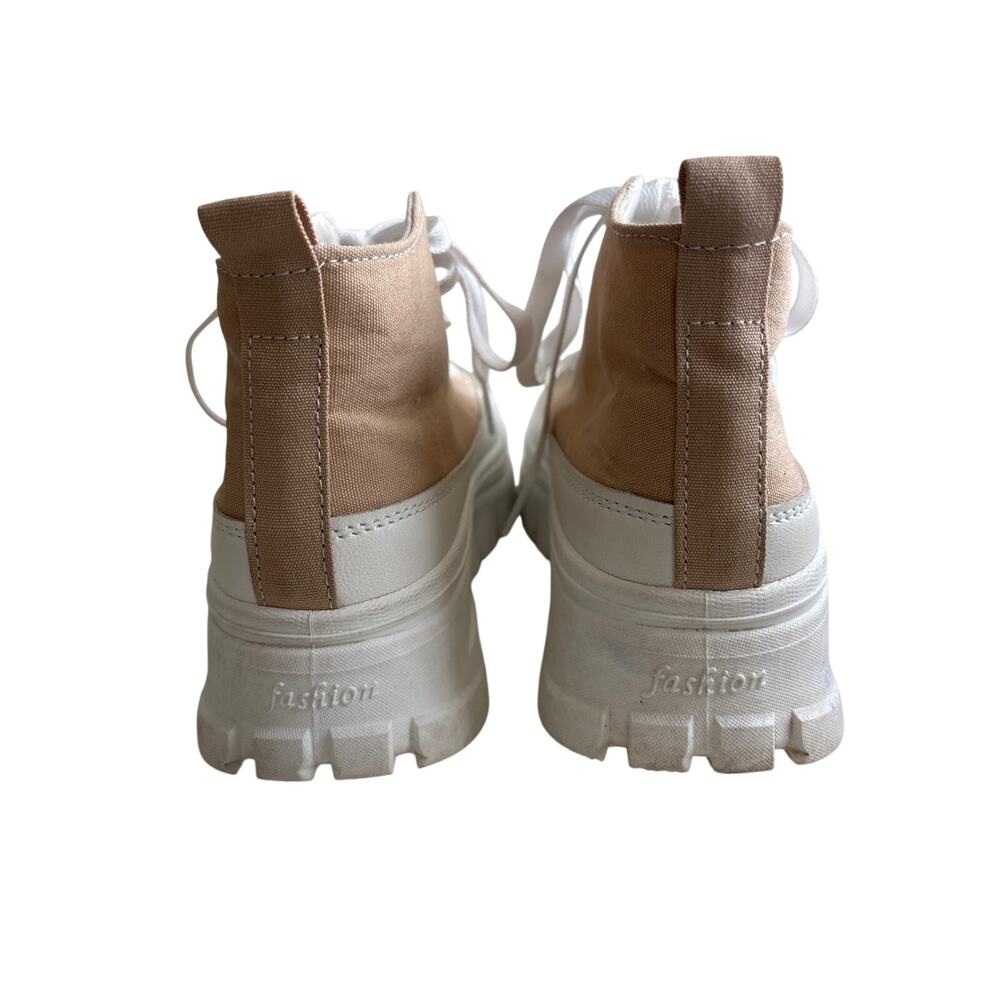 Beige Canvas Platform Sneakers Lug Sole Lace-Up Size 7 (Estimated) - Picture 5 of 9